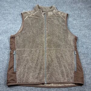 Tommy Bahama Vest Men's XL Fleece Vest Brown Full Zip Pockets Deep Pile